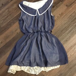 dusty blue collar dress